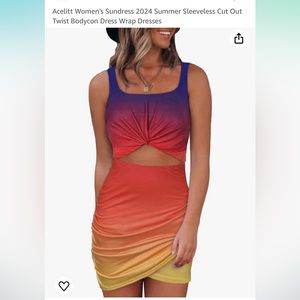 Sleeveless twist cutout dress - multi color